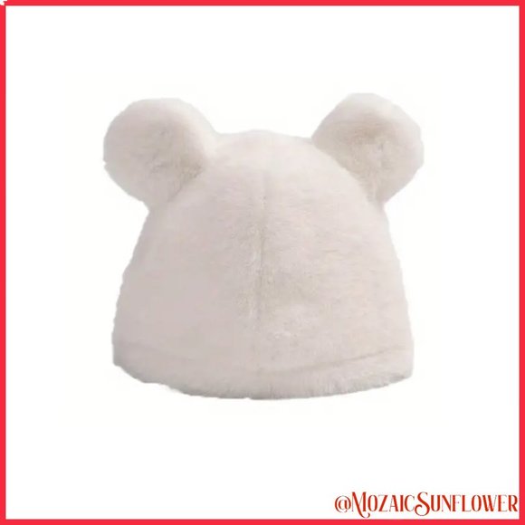 2 Soft Newborn/Infant Hats With Bear Ears NWT - Picture 6 of 7